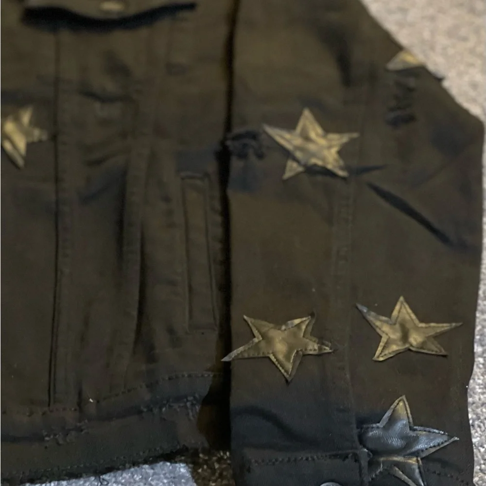 Embellish New York Star Denim Jacket Black Distressed Cropped NWT Size‎ XL